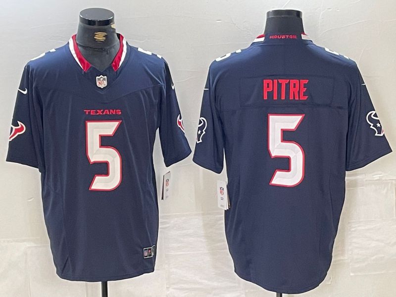 Men Houston Texans #5 Pitre Blue Three generations 2025 Nike Limited NFL Jersey style 1